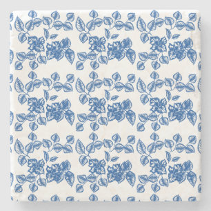 Dessous-de-verre En Pierre Impression Flore bleue Delft-LIke