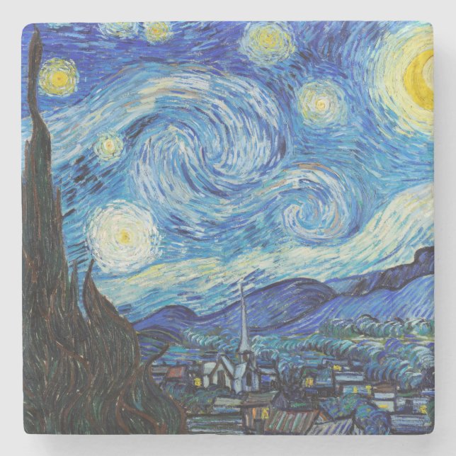 Dessous-de-verre En Pierre Impressionnisme Vincent Van Gogh Starry Starry Nui (Devant)