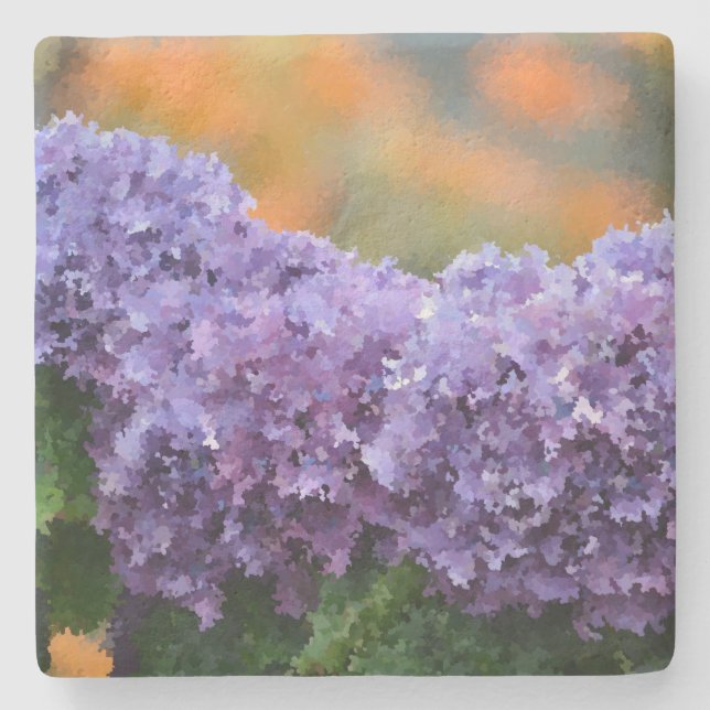 Dessous-de-verre En Pierre Impressionniste Hydrangée violette (Devant)