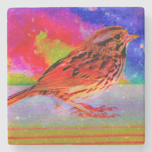 Dessous-de-verre En Pierre Imprimer l'art du rêve d'oiseaux cosmiques" (Devant)