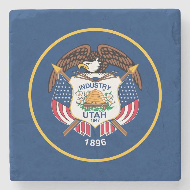 Dessous-de-verre En Pierre Indicateur de l'État de l'Utah (Devant)