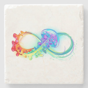 Dessous-de-verre En Pierre Infinity avec Rainbow Jellyfish
