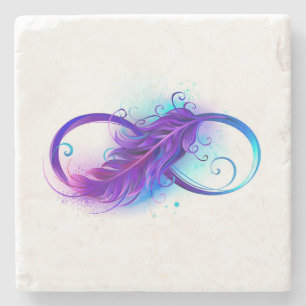 Dessous-de-verre En Pierre Infinity with purple feather