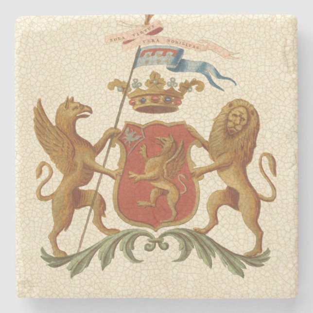 Dessous-de-verre En Pierre Insigne héraldique majestueux avec le griffon et (Devant)