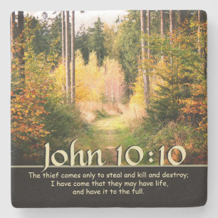 Dessous-de-verre En Pierre Inspirer Bible Verse Jean 10 10 Chemin d'automne