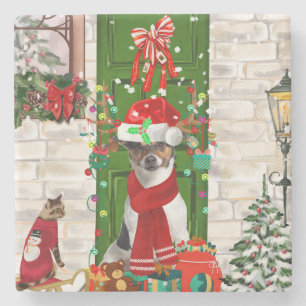 Dessous-de-verre En Pierre Jack Russell Chien Noël