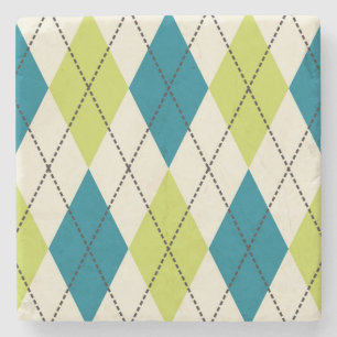 Dessous-de-verre En Pierre Jacquard Bleu Et Vert