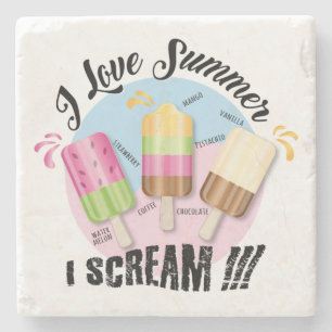Dessous-de-verre En Pierre J'adore Summer - Je hurle ! ! !