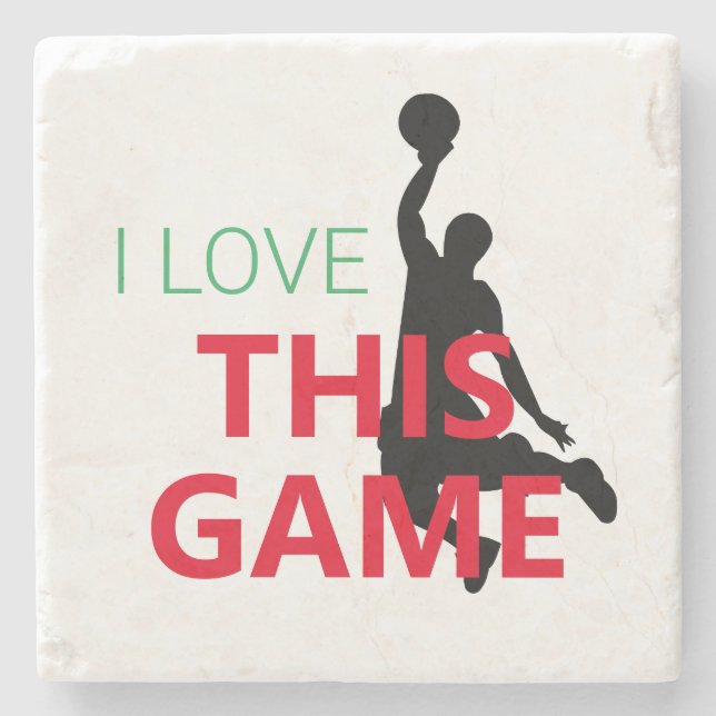 Dessous-de-verre En Pierre J'Aime Le Jeu De Basketball (Devant)