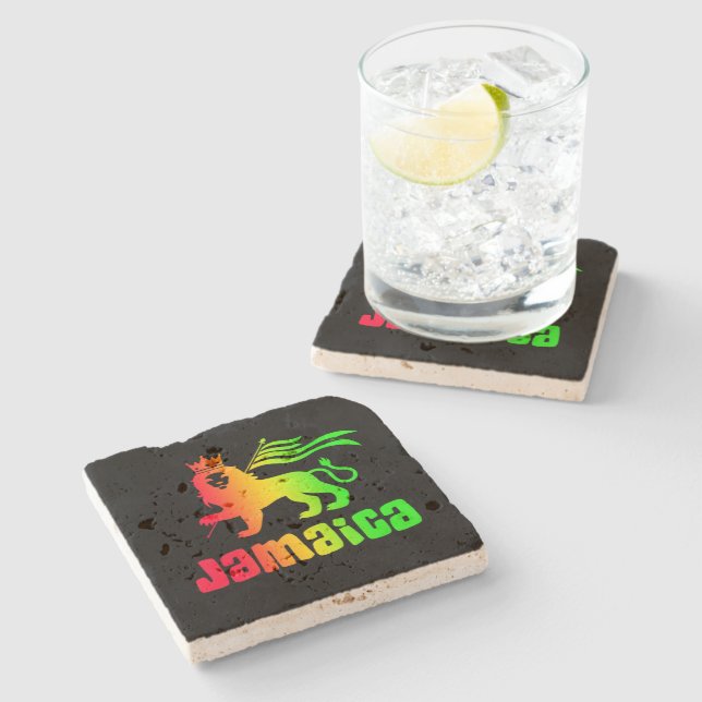 Dessous-de-verre En Pierre Jamaïque Rasta Lion (Côté)