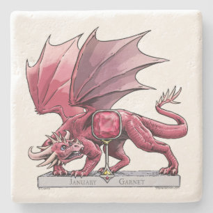 Dessous-de-verre En Pierre Janvier Birthstone Dragon - Garnet