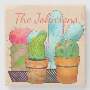 Dessous-de-verre En Pierre Jardin coloré des cactus