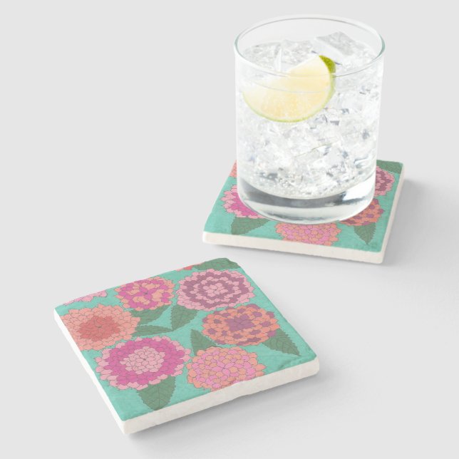 Dessous-de-verre En Pierre Jardin Dahlia (Côté)