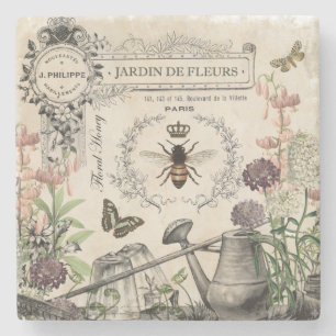 Dessous-de-verre En Pierre Jardin français vintage moderne d'abeille