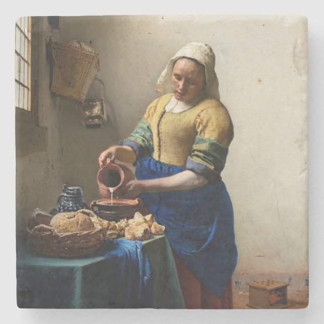 Dessous-de-verre En Pierre Johannes Vermeer - La Milkmaid (Devant)