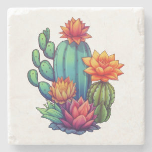 Dessous-de-verre En Pierre Joli cactus en fleurs