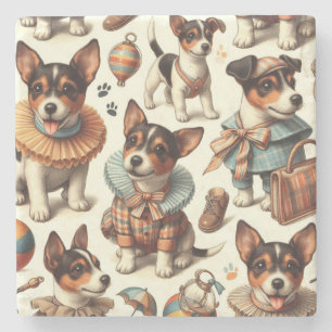 Dessous-de-verre En Pierre Joli Jouet Vintage Fox Terrier sans couture