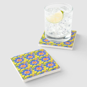 Dessous-de-verre En Pierre Joli Motif de fleurs Abstraites