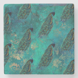Dessous-de-verre En Pierre Joli paon Turquoise