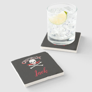 Dessous-de-verre En Pierre Jolly roger personnalisé (Cutlass)