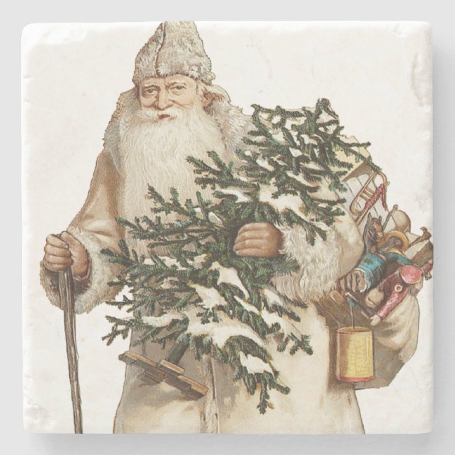 Dessous-de-verre En Pierre Jolly St Nick Avec Arbre De Noël (Devant)