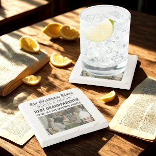 Dessous-de-verre En Pierre Journal personnalisé   Meilleurs grands-parents