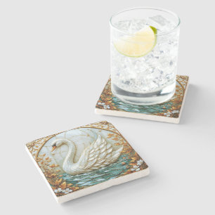 Dessous-de-verre En Pierre Joyau de cygne Tons Vitrail #1
