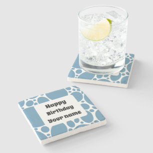 Dessous-de-verre En Pierre Joyeux anniversaire, motif bleu