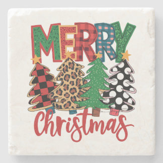 Dessous-de-verre En Pierre Joyeux arbres Motifs de Noël