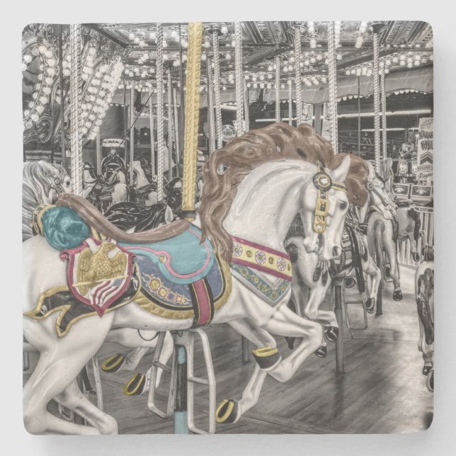 Dessous-de-verre En Pierre Joyeux Go Round Carousel Photography (Devant)