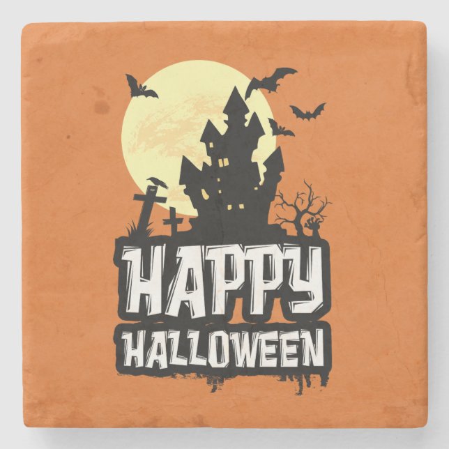 Dessous-de-verre En Pierre Joyeux Halloween (Devant)