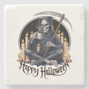 Dessous-de-verre En Pierre Joyeux Halloween et un squelette