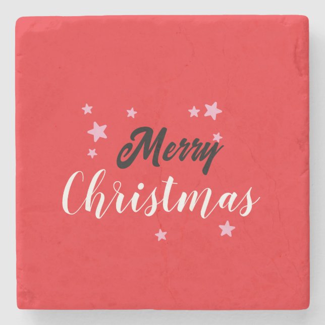 Dessous-de-verre En Pierre Joyeux Noël classique unique minimaliste simple (Devant)