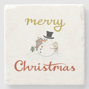 Dessous-de-verre En Pierre Joyeux Noël+Design Snowman