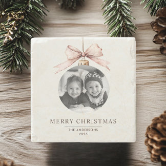 Dessous-de-verre En Pierre "Joyeux Noël personnalisé avec cadeau photo