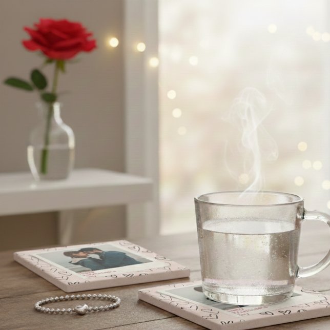 Dessous-de-verre En Pierre Joyeux Valentines Jour Moderne Design Romantique P (Créateur téléchargé)