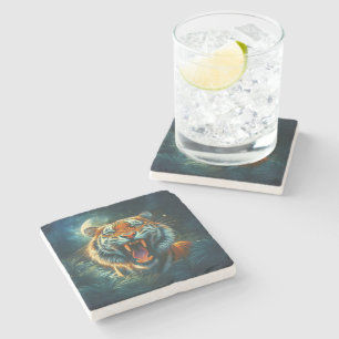 Dessous-de-verre En Pierre Jungle au clair de lune de tigres