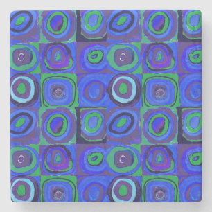 Dessous-de-verre En Pierre Kandinsky Farbstudie Quadrate Carrés bleus