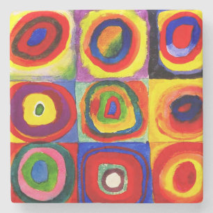 Dessous-de-verre En Pierre Kandinsky Farbstudie Quadrates Cercles Art