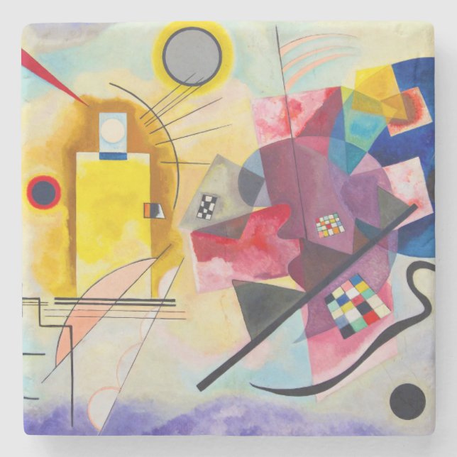 Dessous-de-verre En Pierre Kandinsky jaune-rouge-bleu (Devant)
