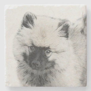 Dessous-de-verre En Pierre Keeshond Puppy Drawing - Cute Original Dog Art