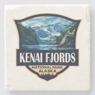Dessous-de-verre En Pierre Kenai Fjords National Park Illustration Art rétro