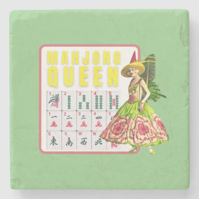 Dessous-de-verre En Pierre Kitschy Mahjong Queen (Devant)