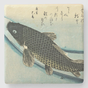 Dessous-de-verre En Pierre Koi (Carp) - Impression de poisson japonais de Hir