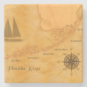 Dessous-de-verre En Pierre La Floride nautique vintage verrouille la carte