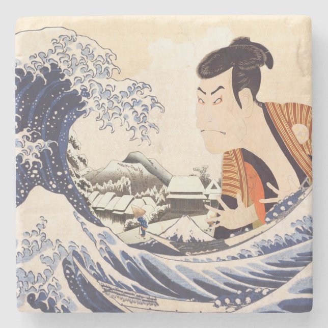 Dessous-de-verre En Pierre La Grande Vague Ukiyoe Collages (Devant)