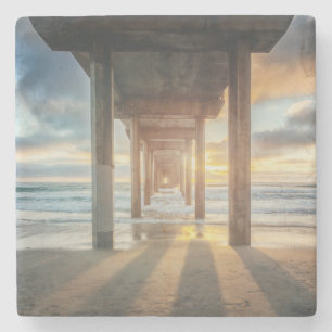 Dessous-de-verre En Pierre La Jolla, le pilier de Scripps au coucher du