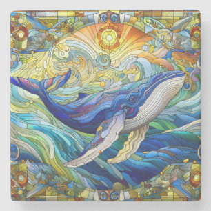 Dessous-de-verre En Pierre La Majestueuse Mosaïque Marine Une Baleine De Verr