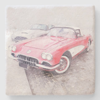Dessous-de-verre En Pierre La peinture numérique de Corvette