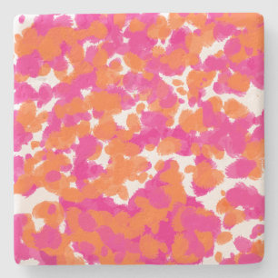 Dessous-de-verre En Pierre La peinture orange fuchsia de roses indien Girly